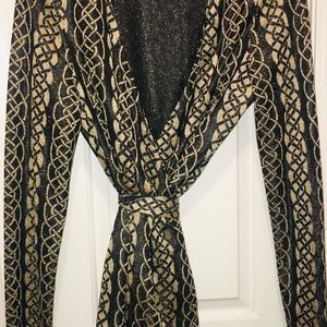 DVF BEHATI METALLIC KNIT WRAP TOP